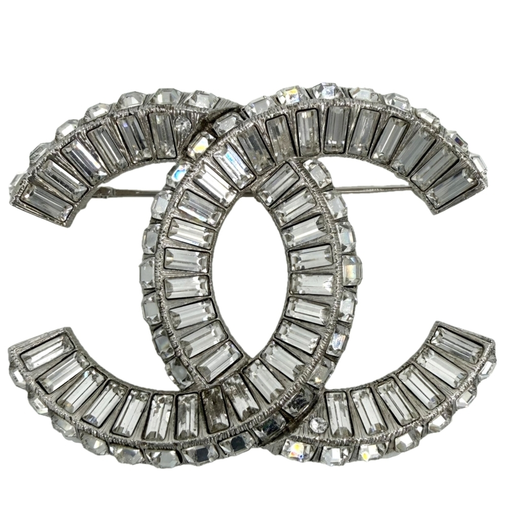CHANEL Silver Logo Brooch